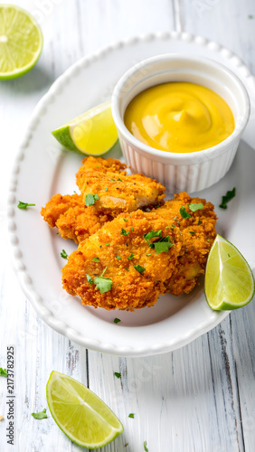 Golden Fried Fingers Served with Mustard Dip and Fresh Lime
