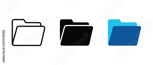 фотографія Folder Icon set, open and closed folders, document storage, organization, office management, with outline and solid style, vector illustration on transparent