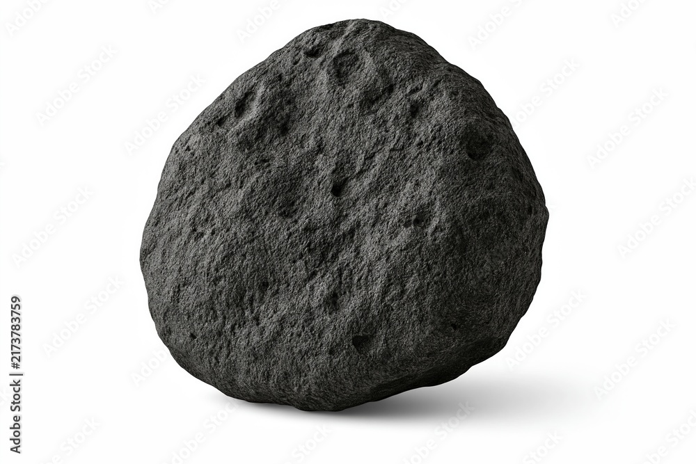Fototapeta premium Closeup of dark grey meteorite rock with pitted