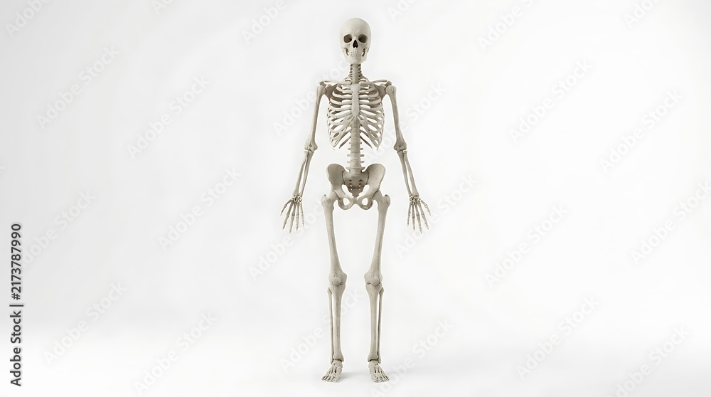 Fototapeta premium Full body 3D anatomical model of human skeleton on white background