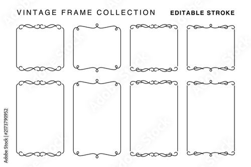 Minimalist vintage frame set with editable stroke for banners and social media ads