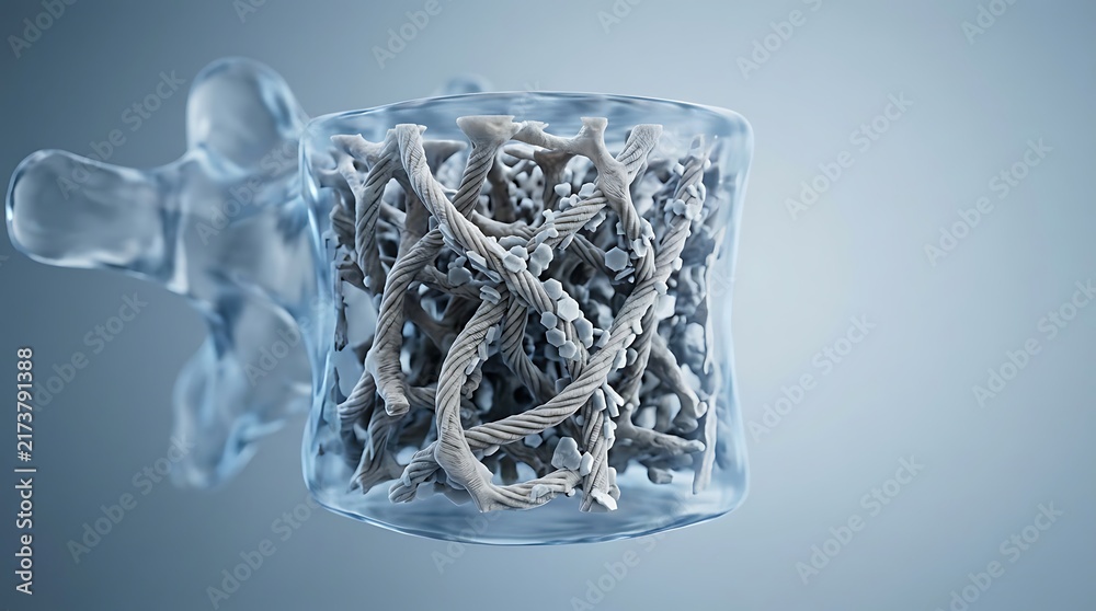 Fototapeta premium Microscopic view of osteoporosis inside human vertebra bone