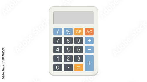 Calculator featuring a clean digital interface with colorful buttons serves as an essential business tool for financial accounting, tax preparation, and daily professional mathematical calculations.