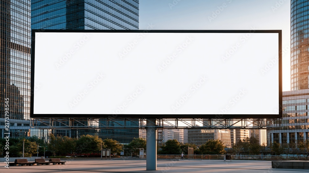 Fototapeta premium Empty billboard screen in modern city plaza