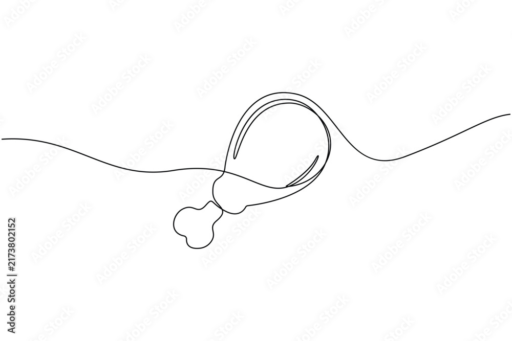 Obraz premium Chicken leg continuous oneline drawing vector illustration