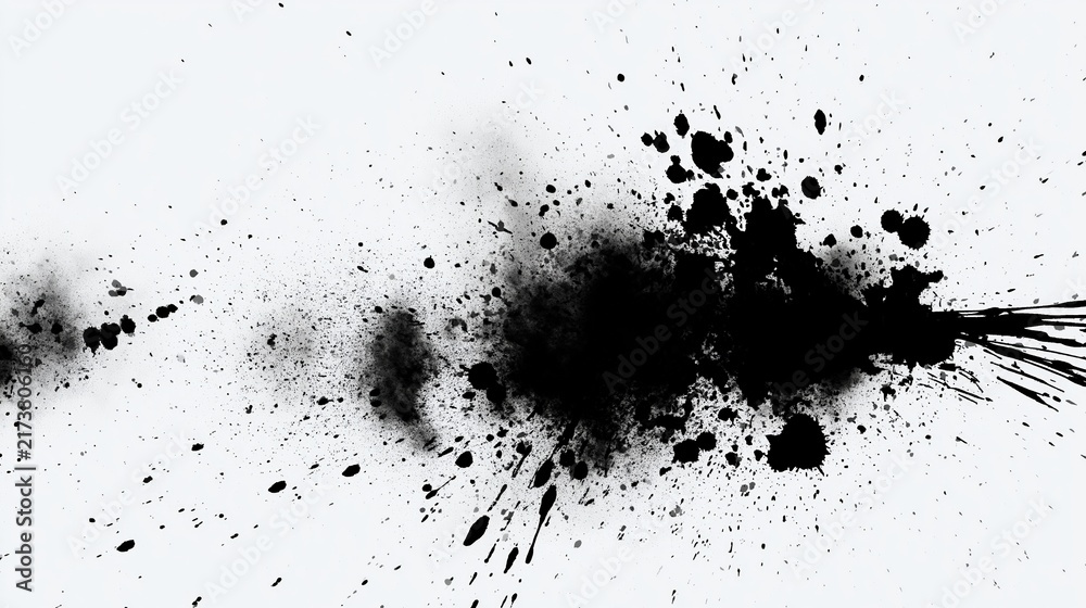 Fototapeta premium Abstract black ink splatter on white background