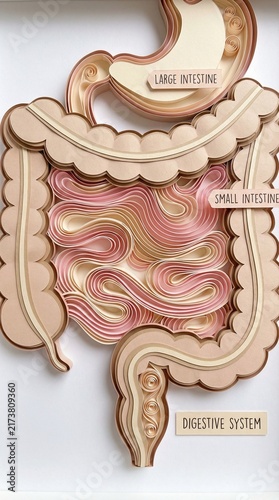Paper Craft Model of Human Digestive System with Detailed Intestines