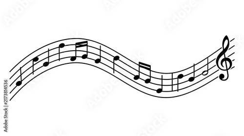 Musical Notes Flowing on a Wavy Staff 1.