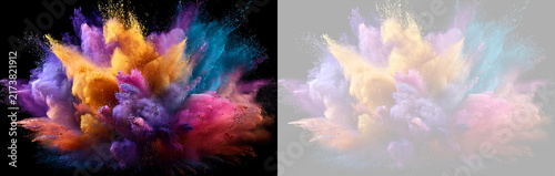 Obraz na plátně Colorful powder explosion on black background