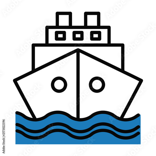 Ship boat floating on water with waves