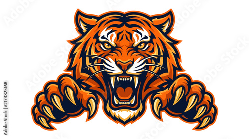 Canvas Print Tiger Mascot Logo Vector Illustration Aggressive Sport Design