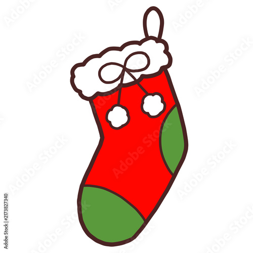 Obraz na płótnie クリスマス ぶら下がる靴下のかわいい手描きイラスト