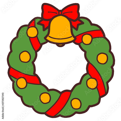 Obraz na płótnie クリスマス リースのかわいい手描きイラスト