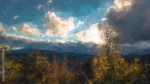 Majestic Mountain Vista - A Tapestry of Natures Beauty Under a Cloudy Sky.
