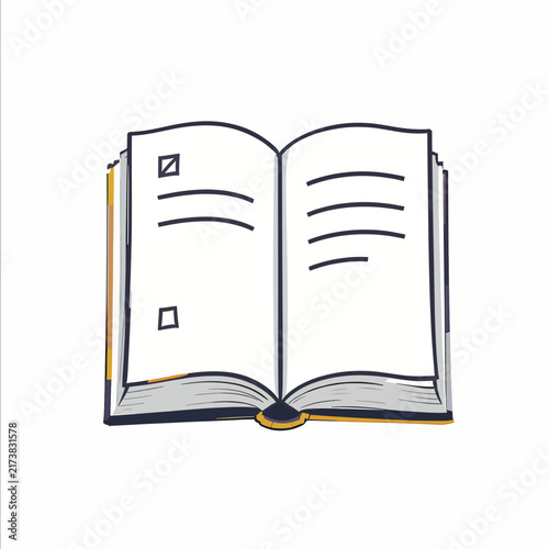 Open book with blank pages isolated on white background education concept