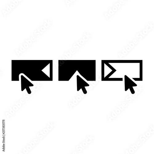 Foto Black mouse cursor icons pointing at arrows for user interface navigation and we