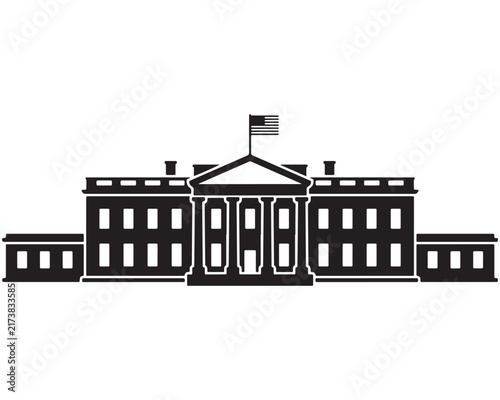 The white house silhouette showing the presidential mansion and american flag with washington building american government capital building political landmark executive mansion usa president