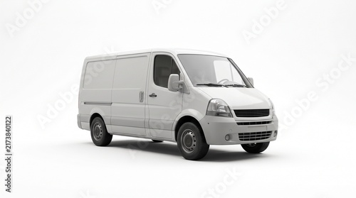 White delivery van isolated on a clean white background for business and logistics concept