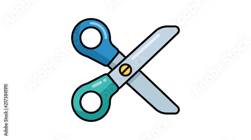 Cartoon Scissors Cut Out Isolated on Transparent Background
