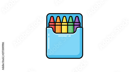 Colorful Crayons In Box Isolated