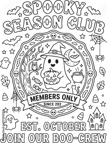 A black and white line art coloring page titled 
