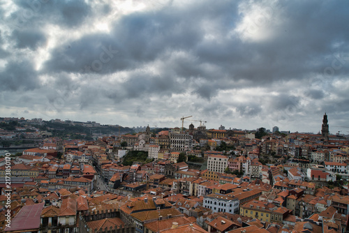 Konstfotografi Overcast sky looms above ancient European city