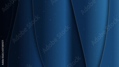Abstract dark blue paper cut waves background with subtle glowing dust particles corporate luxury style