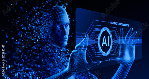 Obraz w ramie Artificial Intelligence Avatar Using Holographic Virtual Screen