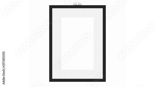 Foto Sleek Empty Black Picture Frame with White Mat on Dark Background - Modern Minim