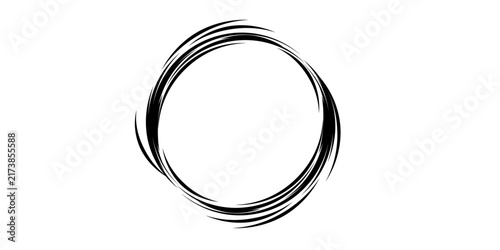 Hand Drawn Circular Brush Lines Abstract Ring Design