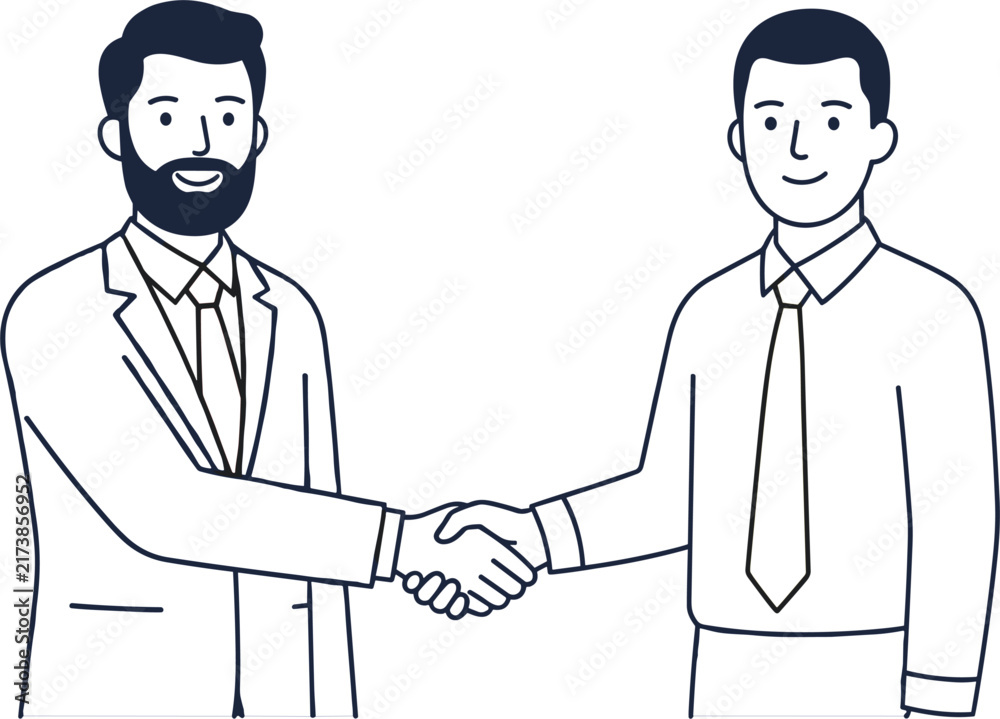 Fototapeta premium Smiling office workers shaking hands making friendly introduction concluding successful job interview onboarding or promotional partnership agreement