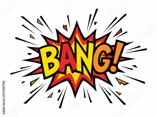 Comic Book Style Bang Explosion Speech Bubble with Bright Colors for Pop Art Design
