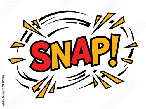 Comic book style snap sound effect graphic with bold text and action lines