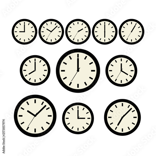 Canvastavla Retro style analog clock face doodle pattern, vintage timekeeping illustration