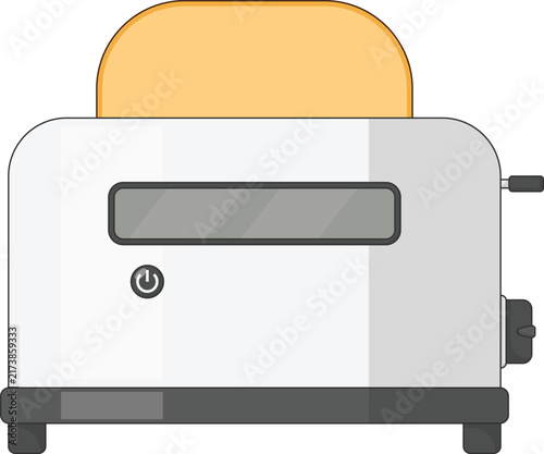 Toaster with Timer Display Side View Vector Illustration. Kitchen Appliance Design Element Isolated on White Background