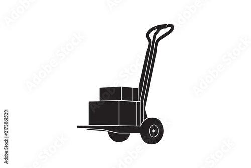 Hand Truck Platform Cart with Boxes Silhouette