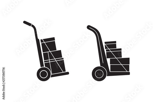 Hand Truck Platform Cart with Boxes Silhouette