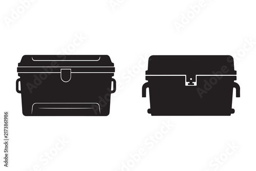 Black Ice Chest Box Silhouette Isolated on White Background