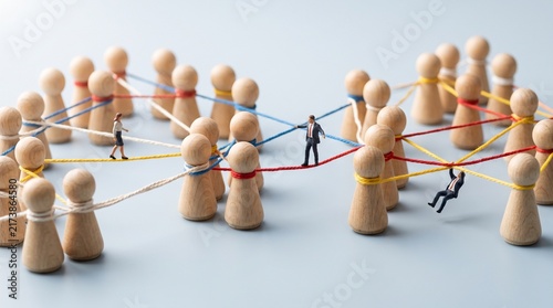Digital ecosystem network concept with connected nodes representing data exchange, technology integration and business connectivity