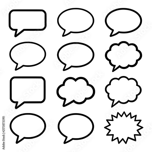 фотографія Speech Bubble Set vector illustration featuring a versatile collection of empty speech, chat and thought bubbles in multiple shapes and styles