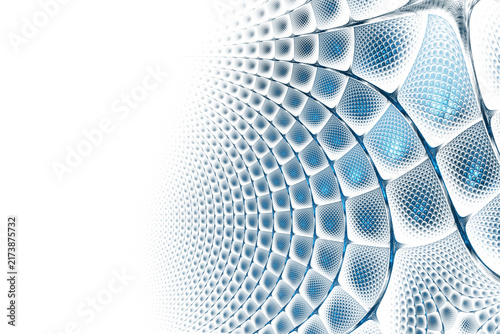 Foto Abstract fractal pattern featuring repetitive blue honeycomb geometric structure
