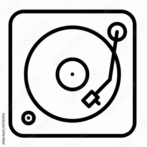 Simple black and white vinyl turntable icon design illustration
