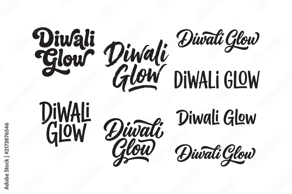 Obraz premium Diwali festival text logo designs with glow effect theme