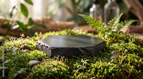 Glass Terrarium Box with Perfume Bottle inside Greenhouse Garden