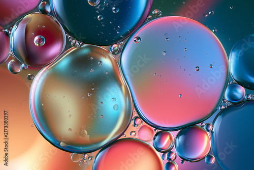 An abstraction with iridescent spherical bubbles