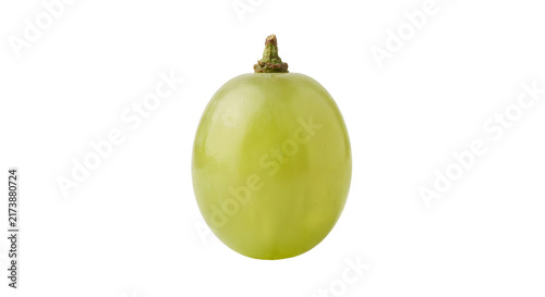 Fresh single green grape isolated on transparent background
