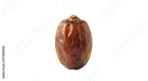 Single dried date fruit isolated on transparent background