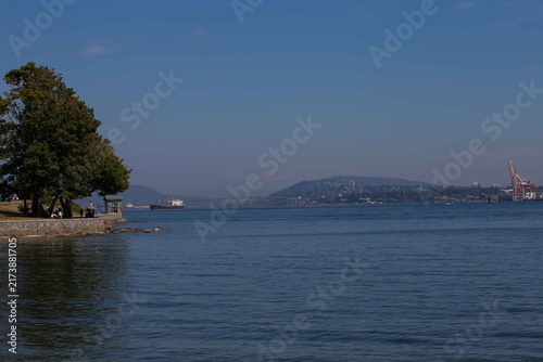 View of Vancouver Harbor seen from Stanley park 