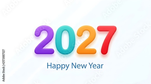 Colorful 3D numbers 2027 with the text Happy New Year below, symbolizing the upcoming year.