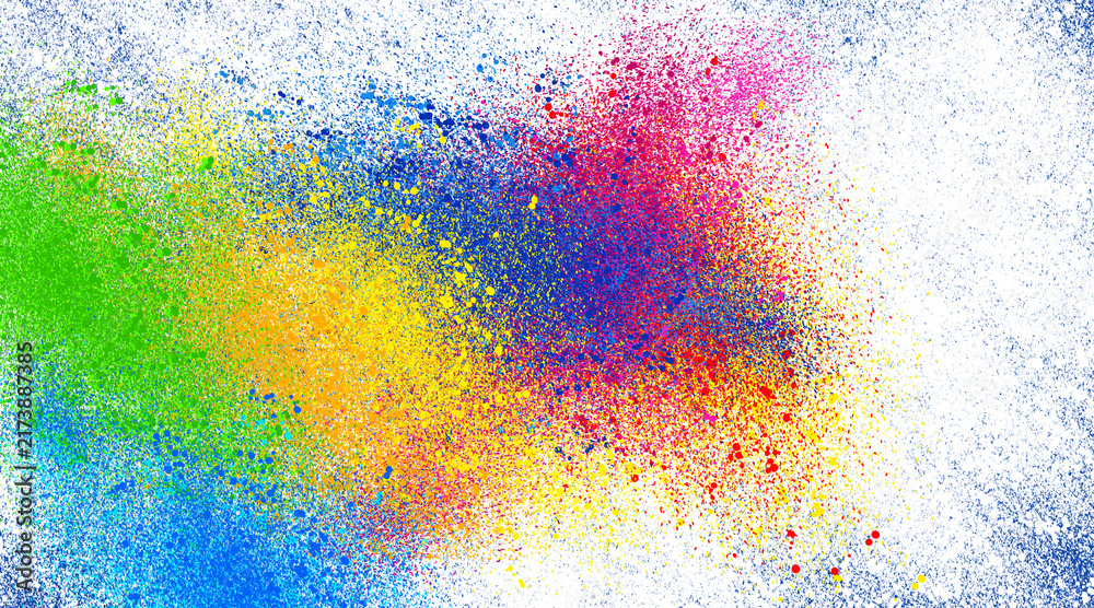 Fototapeta premium Vibrant explosion of colorful holi paint powder creating a festive artistic background for traditional holi paint celebrations